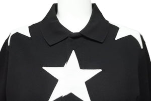 Givenchy ジバンシー ポロシャツ 15F7110704 スター 星 長袖 ブラック ホワイト コットン サイズXS 美品 中古 52209