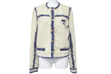 画像をギャラリービューアに読み込む, 極美品 LOUIS VUITTON ルイ ヴィトン デニムジャケット アウター ホワイト インディゴブルー コットン ポリウレタン 38 中古 52226