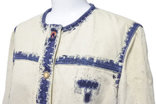 画像をギャラリービューアに読み込む, 極美品 LOUIS VUITTON ルイ ヴィトン デニムジャケット アウター ホワイト インディゴブルー コットン ポリウレタン 38 中古 52226