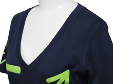 Load image into Gallery viewer, Christian Dior クリスチャンディオール 半袖Ｔシャツ Vネック 4A16155957 ネイビー グリーン コットン サイズ36 美品 中古 52245