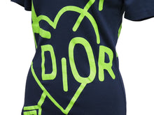 Load image into Gallery viewer, Christian Dior クリスチャンディオール 半袖Ｔシャツ Vネック 4A16155957 ネイビー グリーン コットン サイズ36 美品 中古 52245