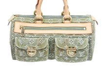 Load image into Gallery viewer, 極美品 LouisVuitton ルイヴィトン ネオスピーディ ハンドバッグ M95215 モノグラムデニム レザー カーキ ゴールド金具 中古 52271