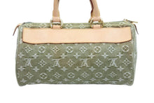Load image into Gallery viewer, 極美品 LouisVuitton ルイヴィトン ネオスピーディ ハンドバッグ M95215 モノグラムデニム レザー カーキ ゴールド金具 中古 52271