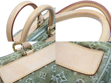 Load image into Gallery viewer, 極美品 LouisVuitton ルイヴィトン ネオスピーディ ハンドバッグ M95215 モノグラムデニム レザー カーキ ゴールド金具 中古 52271