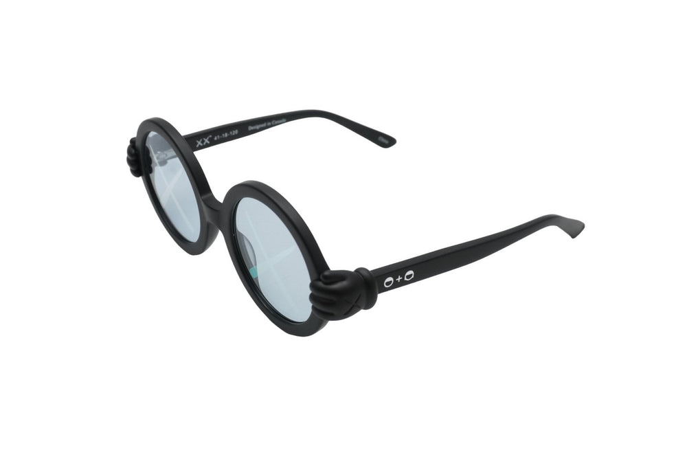 KAWS x SONS+DAUGHTERS Sunglasses Glasses for Kids Round 41-18-120 Plastic Black Used 52274
