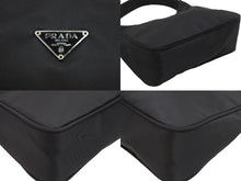 Load image into Gallery viewer, PRADA プラダ ハンドバッグ ブラック ナイロン MV519 シルバー金具 三角プレート 美品 中古 52374 正規品