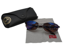 画像をギャラリービューアに読み込む, Ray-Ban レイバン サングラス メガネ RB3224 55□19 130 プラスチック ワインレッド ブルー系ミラー シルバー金具 美品 中古 52415