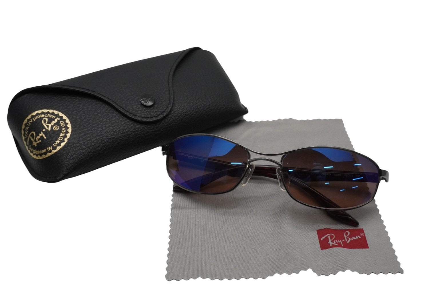 Ray-Ban レイバン サングラス メガネ RB3224 55□19 130 プラスチック ワインレッド ブルー系ミラー シルバー金具 美品 中古  52415 – Casanova Vintage