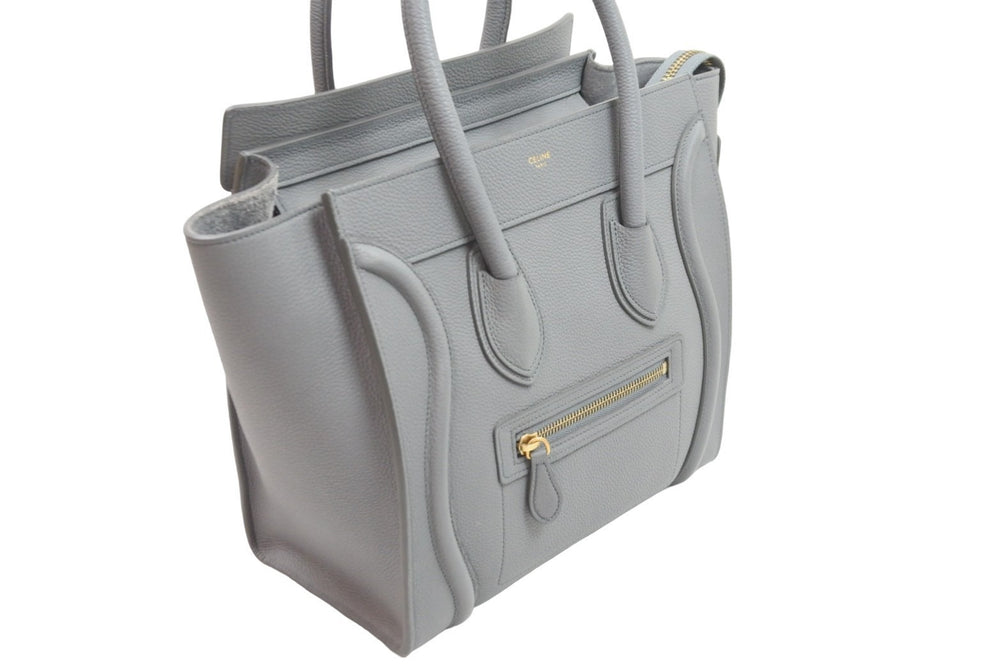 CELINE セリーヌ エディ期 現行 ハンドバッグ ラゲージハンドバッグ 189793AQL カーフスキン グレー ゴールド金具 美品 中古 52518