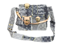 画像をギャラリービューアに読み込む, 極美品 LouisVuitton ルイヴィトン パッチワーク ポスティ メッセンジャーバッグ M95375 モノグラムデニム グレー 中古 52521