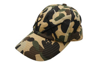 Load image into Gallery viewer, A Bathing ape アベイシングエイプ BAPE KAWS カウズ キャップ 帽子 1stCamo 日本製 コットン ベージュ カーキ 美品 中古 52530