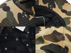 A Bathing ape アベイシングエイプ BAPE KAWS カウズ キャップ 帽子 1stCamo 日本製 コットン ベージュ カーキ 美品 中古 52530