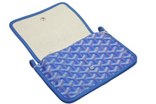 画像をギャラリービューアに読み込む, 新品未使用 GOYARD ゴヤール ショルダーバッグ プリュメ ポーチウォレット ブルー PVC レザー シルバー金具 中古 52532