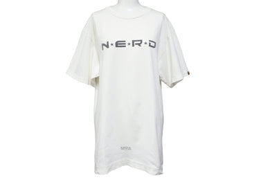 A BATHING APE アベイシングエイプ N・E・R・D ナード 半袖Ｔシャツ コットン ホワイト サイズL 美品 中古 52535