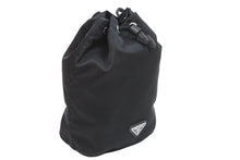 Load image into Gallery viewer, 新品同様 PRADA プラダ 巾着ポーチ NERO トライアングルロゴ 1NA369 197/B TURKEY製 テスート ブラック シルバー金具 中古 52624