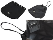 Load image into Gallery viewer, 新品同様 PRADA プラダ 巾着ポーチ NERO トライアングルロゴ 1NA369 197/B TURKEY製 テスート ブラック シルバー金具 中古 52624