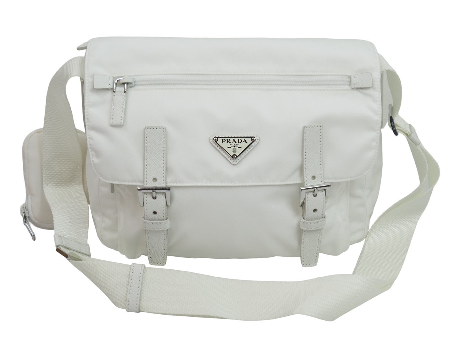 極美品 PRADA プラダ ショルダーバッグ re nylon 1BD953 ナイロン レザー ホワイト シルバー金具 中古 52639 –  Casanova Vintage