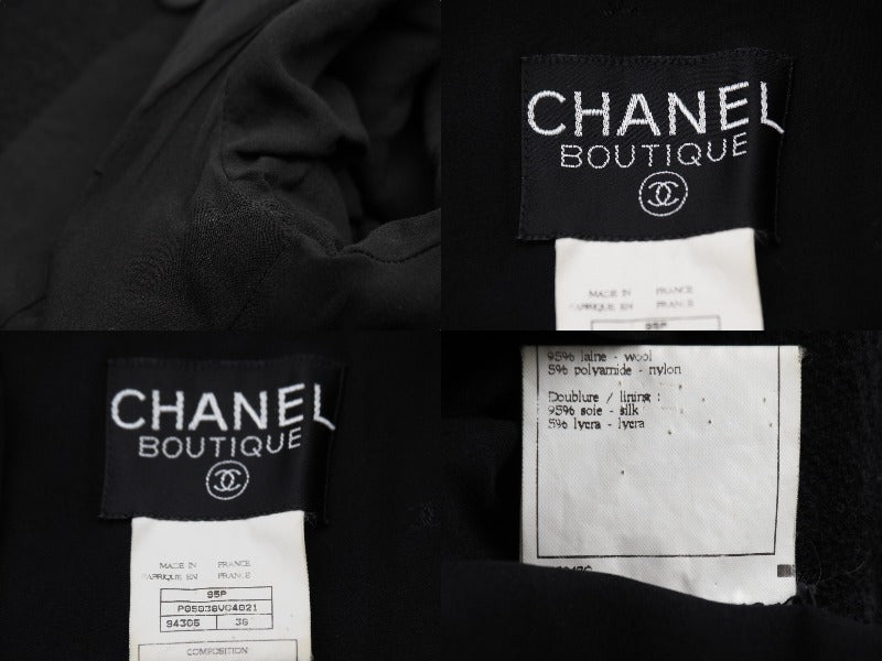 CHANEL シャネル ジャケット コート 半袖 95P P05038V04021 ココマーク ブラック ナイロン ウール サイズ36 美品  52646