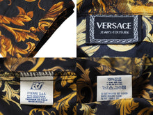 Load image into Gallery viewer, VERSACE ヴェルサーチ jeans couture 長袖シャツ バロッコ ブラック イエロー シルク サイズS 美品 中古 52664