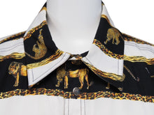 Load image into Gallery viewer, VERSACE ヴェルサーチ 長袖Ｔシャツ versace jeans couture 虎 獅子 豹 総柄 ホワイト ブラック コットン サイズL 美品 中古 52666