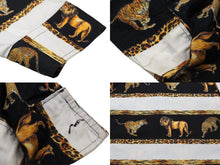 Load image into Gallery viewer, VERSACE ヴェルサーチ 長袖Ｔシャツ versace jeans couture 虎 獅子 豹 総柄 ホワイト ブラック コットン サイズL 美品 中古 52666