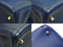 Load image into Gallery viewer, 極美品 エルメス ケリーラキ 35 ハンドバッグ 内縫 スイフト ブルーエレクトリック シルバー金具 □O刻印 52736