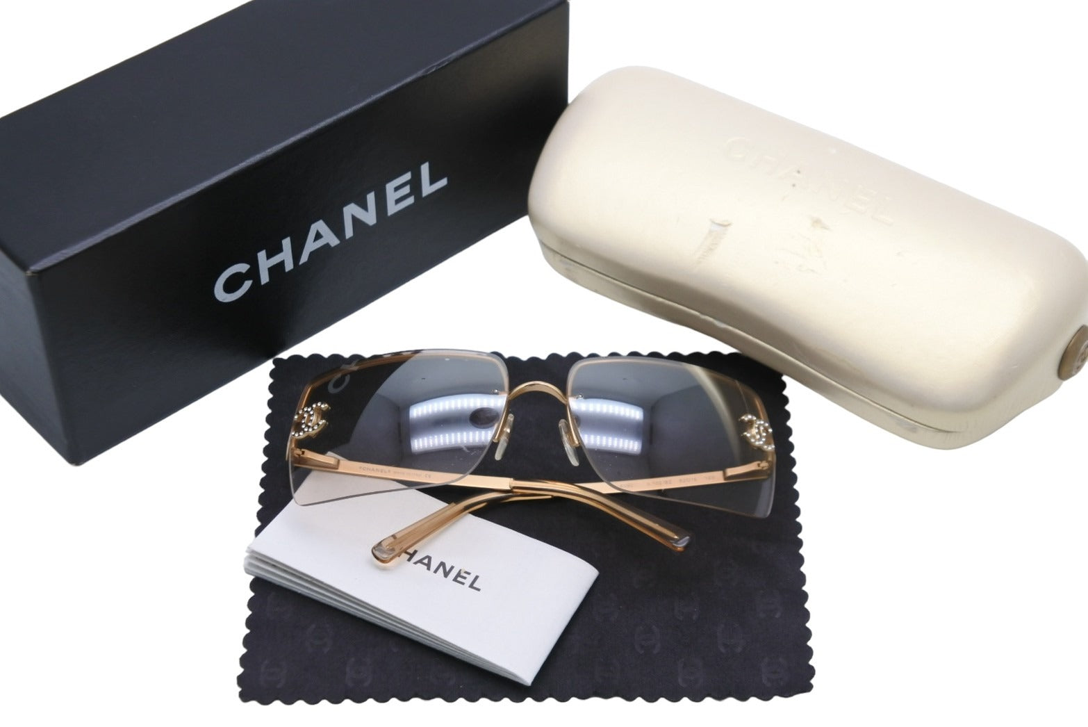 CHANEL シャネル ラインストーン ココマーク サングラス ゴールド 62