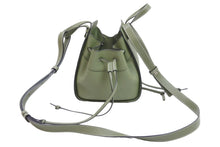 画像をギャラリービューアに読み込む, LOEWE ロエベ ショルダーバッグ ハンモック ドローストリングミニ 2WAYハンドバッグ グリーン シルバー金具 美品 中古 52885 正規品