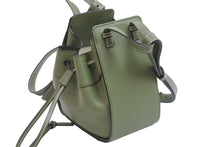 画像をギャラリービューアに読み込む, LOEWE ロエベ ショルダーバッグ ハンモック ドローストリングミニ 2WAYハンドバッグ グリーン シルバー金具 美品 中古 52885 正規品