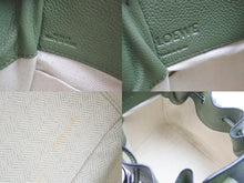 画像をギャラリービューアに読み込む, LOEWE ロエベ ショルダーバッグ ハンモック ドローストリングミニ 2WAYハンドバッグ グリーン シルバー金具 美品 中古 52885 正規品