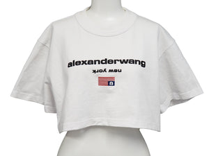 Alexander Wang アレキサンダーワン 半袖Ｔシャツ トップス ショート丈 NEW YORK ホワイト コットン サイズS 美品 中古 53042