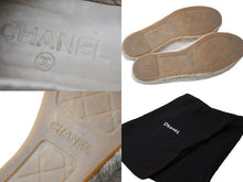 画像をギャラリービューアに読み込む, CHANEL シャネル ココマーク エスパドリーユ G29762 スリッポン ホワイト ブラック 36サイズ 23cm 中古 53077