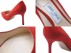 JIMMY CHOO Jimmy Choo Pumps Shoes Suede Red Size 35 1/2 Made in Italy Good Condition Used 53083