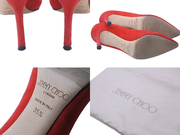 JIMMY CHOO Jimmy Choo Pumps Shoes Suede Red Size 35 1/2 Made in Italy Good Condition Used 53083