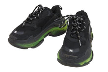 画像をギャラリービューアに読み込む, BALENCIAGA バレンシアガ スニーカー triple s トリプルS レディース ブラック グリーン サイズ36 美品 中古 53086