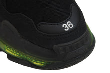 画像をギャラリービューアに読み込む, BALENCIAGA バレンシアガ スニーカー triple s トリプルS レディース ブラック グリーン サイズ36 美品 中古 53086