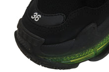 画像をギャラリービューアに読み込む, BALENCIAGA バレンシアガ スニーカー triple s トリプルS レディース ブラック グリーン サイズ36 美品 中古 53086