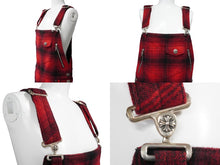 Load image into Gallery viewer, CHROME HEARTS クロムハーツ ウール チェック オーバーオール レッド ブラッククロスボールボタン サイズS 美品 中古 53098