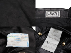 GIANNIVERSACE ジャンニヴェルサーチ スカート セットアップ メデューサボタン レザー レーヨン ブラック サイズ42 美品 中古 53031