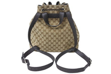 画像をギャラリービューアに読み込む, 極美品 GUCCI グッチ 巾着型リュック GGスプリーム GG柄 449175 527066 ベージュ ブラウン シルバー金具 中古 53220