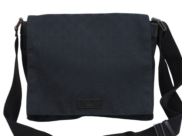 GUCCI Gucci Shoulder Bag Crossbody Bag 146236 4276 GG Canvas Black Silver Hardware Good Used 53235