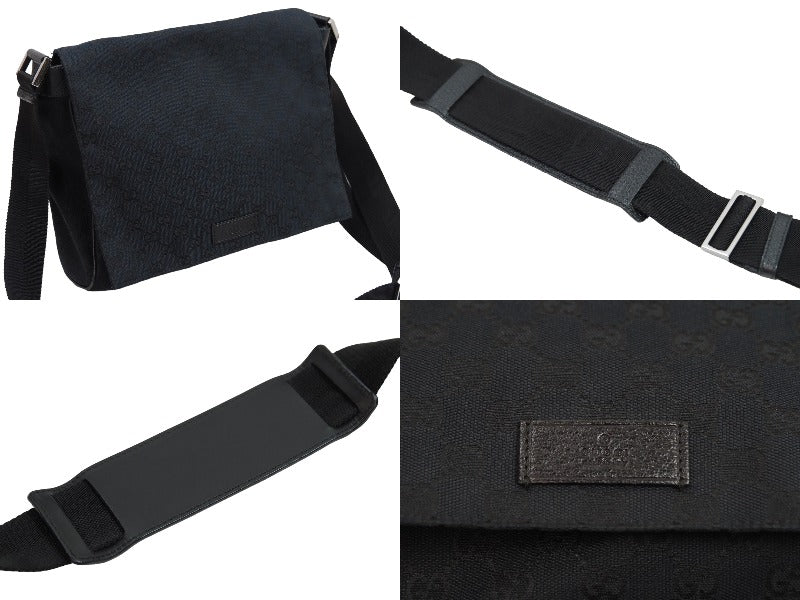 GUCCI グッチ ショルダーバッグ 斜めがけバッグ 146236 4276 GGキャンバス ブラック シルバー金具 良品 中古 53235