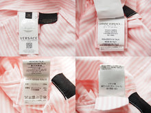 Load image into Gallery viewer, VERSACE ヴェルサーチ 長袖シャツ ブラウス ストライプ ピンク コットン A85816 サイズ38 美品 中古 53312