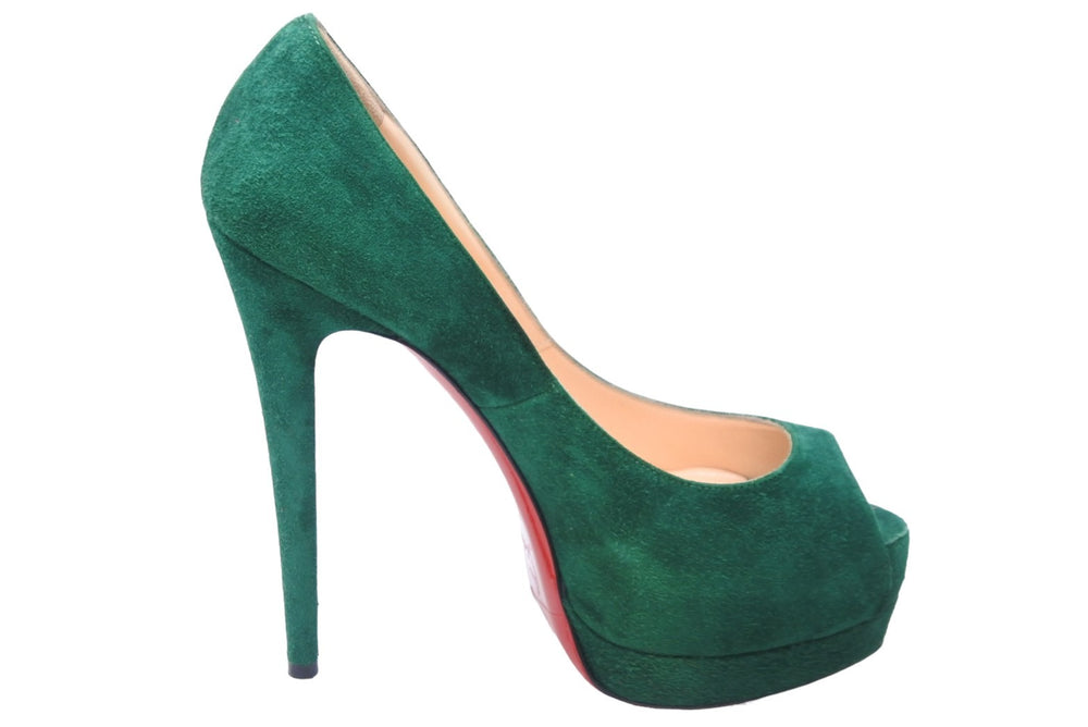 Christian Louboutin Pumps Heel Suede Made in Italy Green Red Size 37.5 Good Condition Used 53323