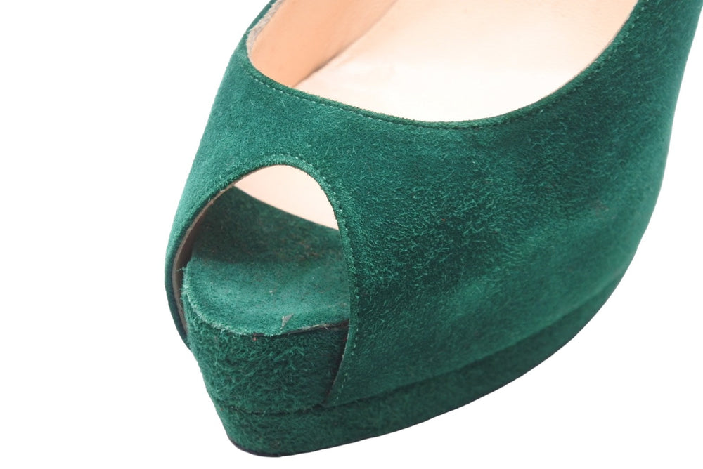 Christian Louboutin Pumps Heel Suede Made in Italy Green Red Size 37.5 Good Condition Used 53323