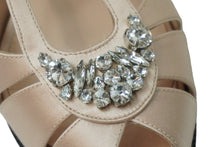 画像をギャラリービューアに読み込む, FENDI フェンディ オープントゥビジュー サンダル パンプス イタリア製 サテン ピンク ベージュ シルバー サイズ37 美品 中古 53325