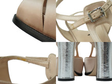 画像をギャラリービューアに読み込む, FENDI フェンディ オープントゥビジュー サンダル パンプス イタリア製 サテン ピンク ベージュ シルバー サイズ37 美品 中古 53325