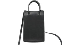 画像をギャラリービューアに読み込む, 新品同様 BALENCIAGA バレンシアガ ショルダーバッグ ロゴ フォンホルダー トートバッグ ブラック レザー 593826 中古 53382
