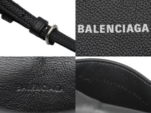 画像をギャラリービューアに読み込む, 新品同様 BALENCIAGA バレンシアガ カードケース ショルダーバッグ ブラック レザー シルバー金具 中古 53383