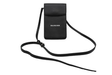 画像をギャラリービューアに読み込む, 新品同様 BALENCIAGA バレンシアガ カードケース ショルダーバッグ ブラック レザー シルバー金具 中古 53383